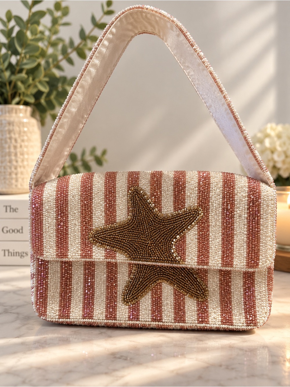 America & Beyond Beaded Starfish Shoulder Bag